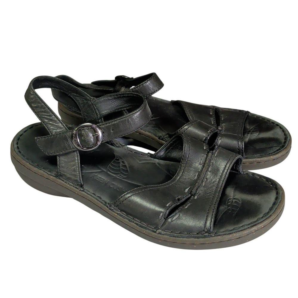KEEN Sandals Womens Size 11 Black Leather Sling Back Buckle Bohemian Boho Travel